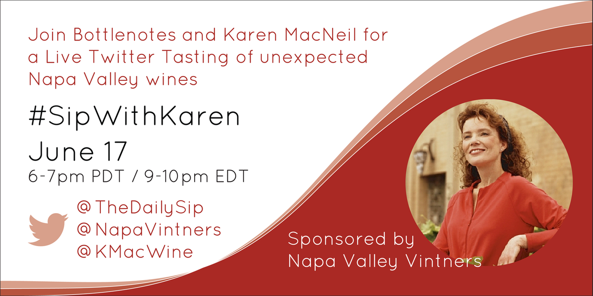 #SipWithKaren Unexpected #Napa is in 48 hrs! Join us Jun 17 6-7 PST-sponsored by <a href="/NapaVintners/">Napa Valley Vintners</a>
goo.gl/inQ0bq