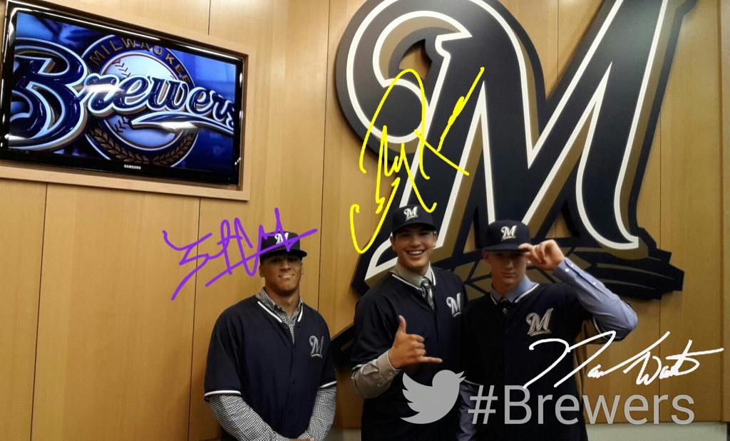 Milwaukee Brewers (@brewers) on Twitter photo Presenting the #Brewers 2015 #MLBDraft signees @Clark1Trent, <a href="/Cody_Ponce48/">Cody Ponce</a> & @Nash_Walters12: atmlb.com/1LbE3qK Presenting the #Brewers 2015 #MLBDraft signees @Clark1Trent, <a href="/Cody_Ponce48/">Cody Ponce</a> & @Nash_Walters12: atmlb.com/1LbE3qK