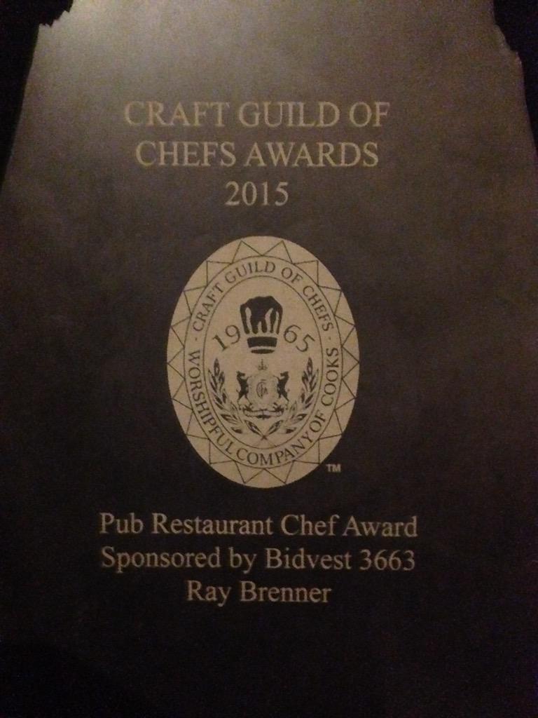 Thank you team, @The_Chequers_ <a href="/Craft_Guild/">Craft Guild of Chefs</a> #CGCAwards #honoured