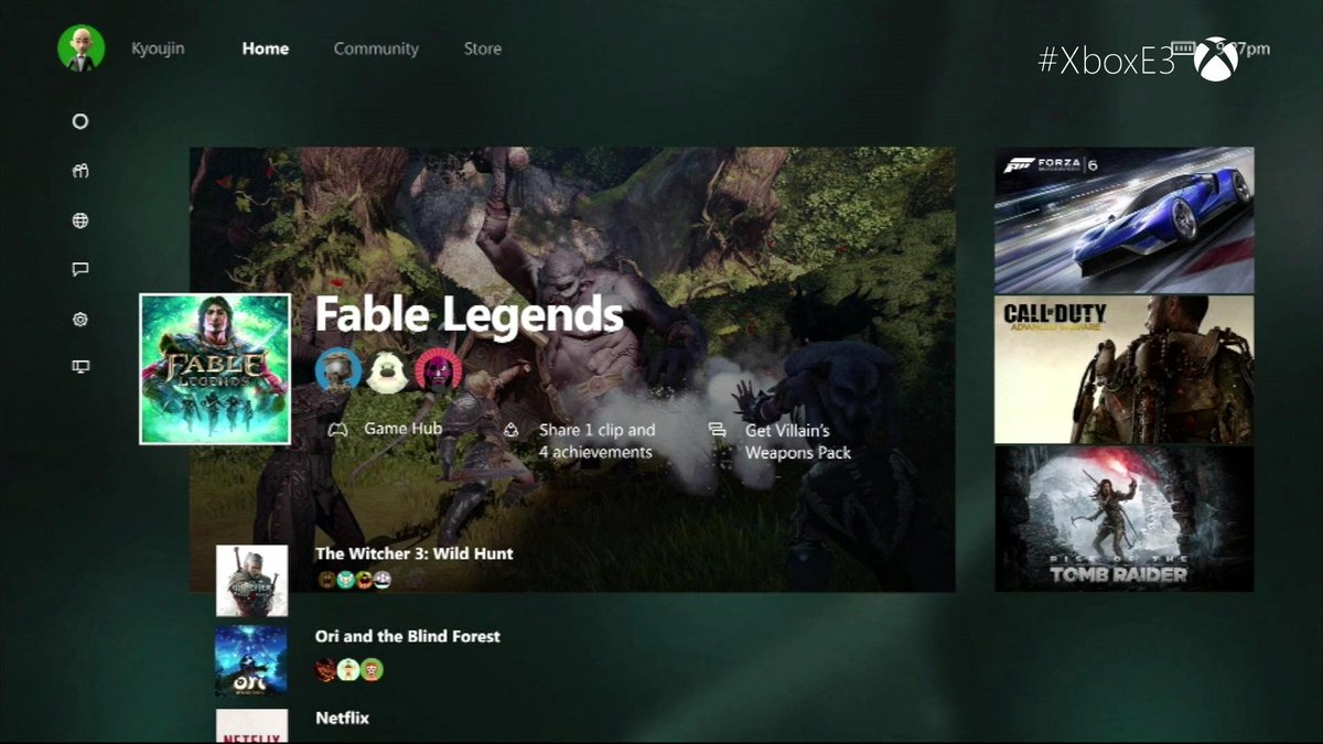 New Xbox One dashboard