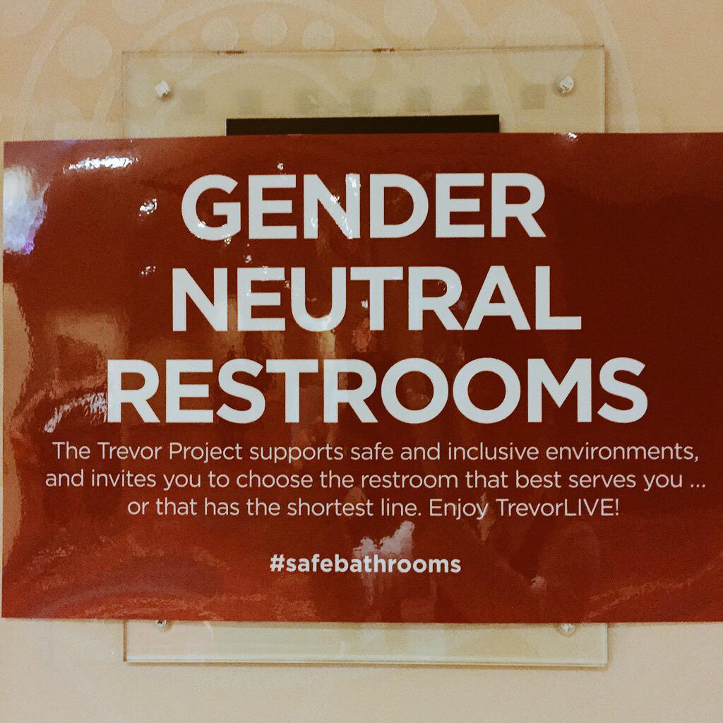 marcosjsaldivar's tweet photo. .@MHMarquisNYC changed their male and female restrooms to #genderneutral ones! #LGBTQWin #TrevorLIVE http://t.co/1VZKidTGCN