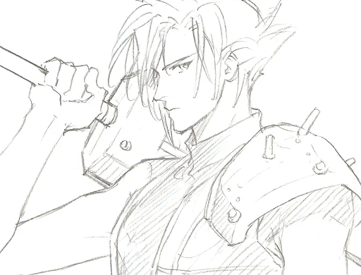 ついでにこれがFF7プレイ当時描いてたクラウドさん。1997年だから18年前だよ…ヒィ 