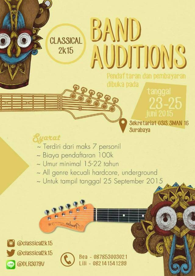 Buat kamu yg pengen tampil di classical2k15 kalian bisa ikutan audisi ini
Dont miss it guys!!