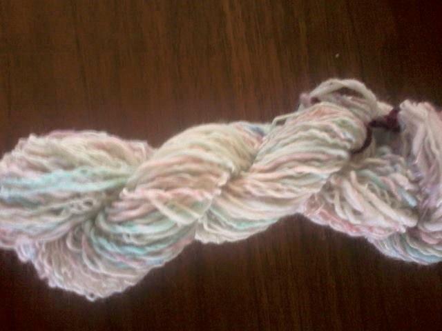 Newly spun by a customer from my hand dyed roving