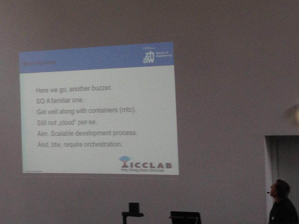 ICC_Lab's tweet photo. .@tmbohnert talking on Micro Services and the need for orchestration http://t.co/7SxjQpjVo6