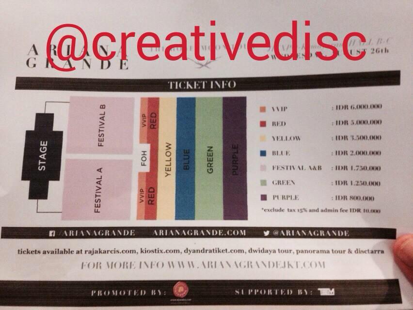 ArianasIndo's tweet photo. Seatplan dan harga tiket! (Cr: @creativedisc )
#ArianaGrandeJKT http://t.co/eWZdp2BUbP