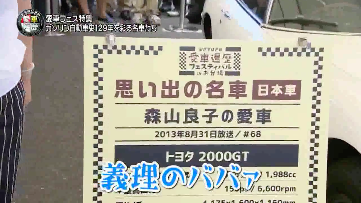 Luckyunnco おぎやはぎの愛車遍歴 愛車フェス特集1 森山良子さんの愛車 トヨタ00gtの展示を前に 義理のババァ と相変わらずの暴言を吐き 納車3年待ちのトヨタmiraiの運転権利を賭けたいっせーのゲームで高揚する 天真爛漫な 小木さん Http T Co