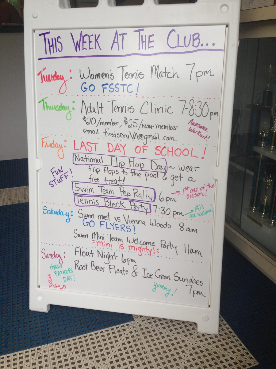 Quick summary of the week ahead...FUN TIMES @ FSSTC!