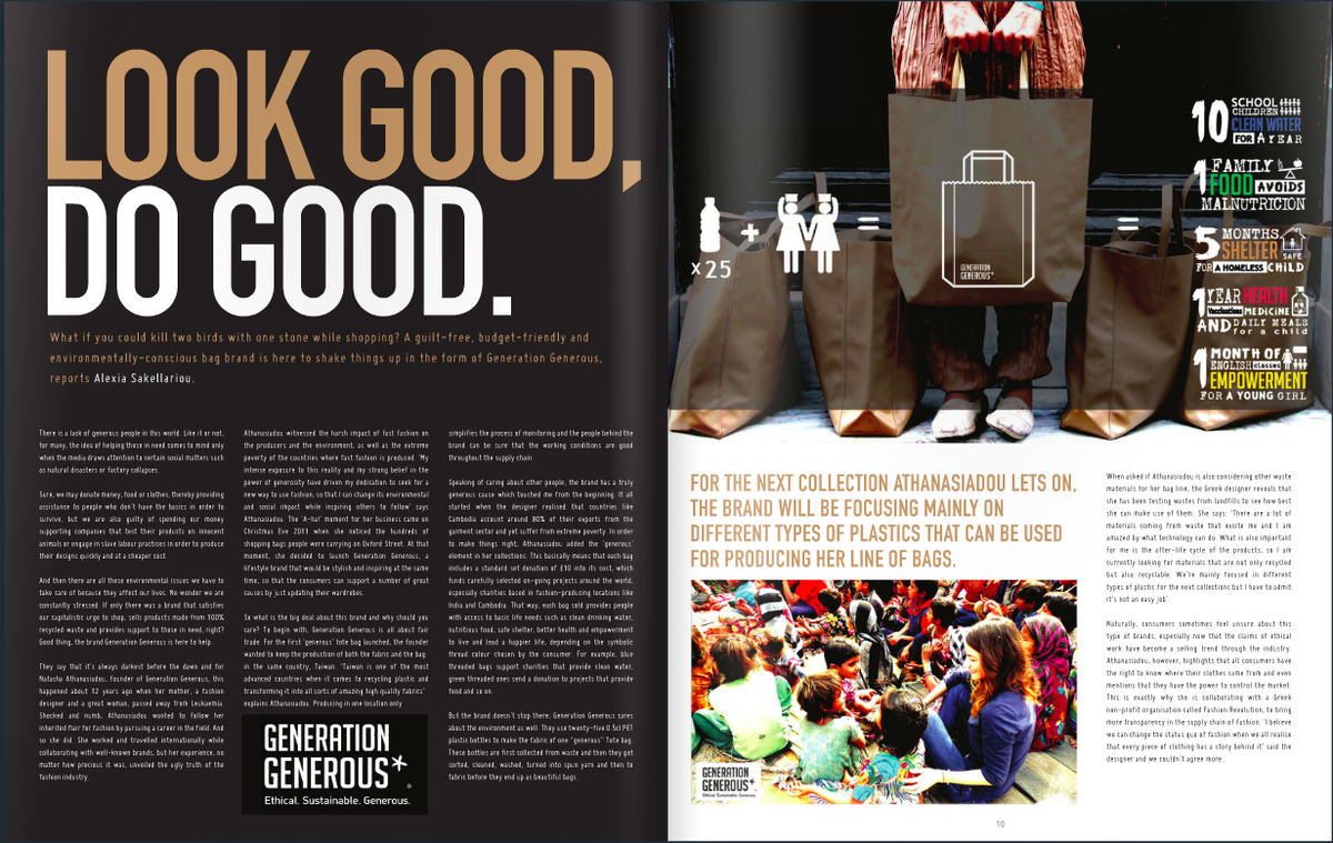 GenGenerous's tweet image. LOOK GOOD, DO GOOD. 
Featured on #AGAINMagazine by @LCFLondon issuu.com/valentinaegoav…
#generationgenerous