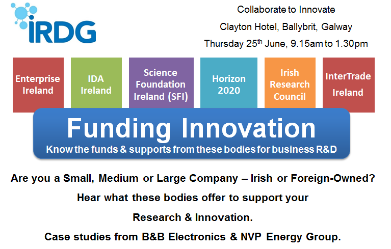 Fund your R&amp;D &amp; #Innovation - Irish &amp; Foreign Owned Co's.  Be sure you know what's available. irdg.ie/collaborate-to…