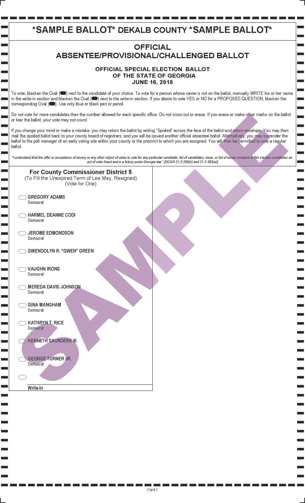 DeKalb County Votes on Twitter "Here's a look at the sample ballot for