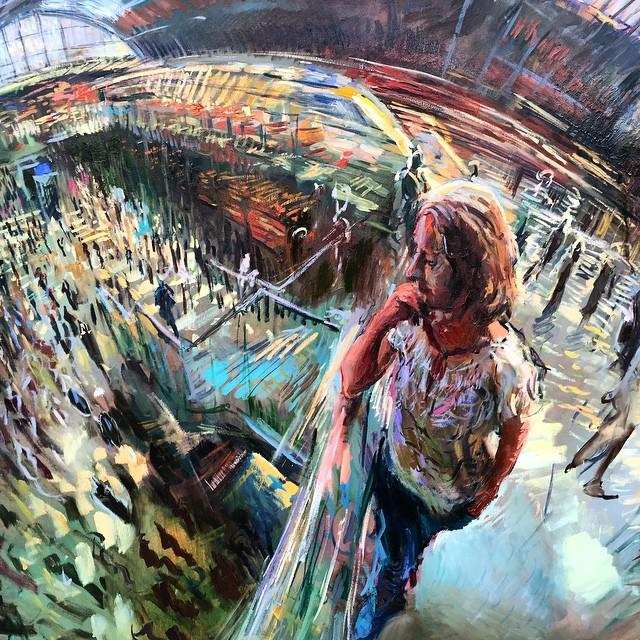 StPancrasInt's tweet photo. The artist Rob Pointon is in the station this week capturing the light and movement of the space on canvas. Here's … http://t.co/ZRYNBbY63q