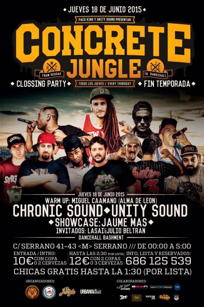 ConcreteJNGL's tweet photo. Este jueves @Unity__Sound vendra con @JaumeMLaVoz @LasaiMuzzik @JulioBeltranPMC @CHEOhospital y @leonbonvivant77 🔥🔥🔥 http://t.co/K0U1NrDye9