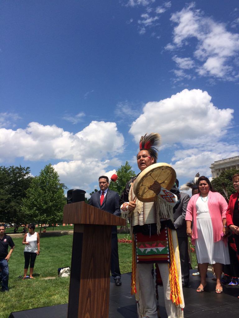indianz's tweet photo. Dennis Zotigh fires up the crowd at new day now rally at US Capitol #resdc http://t.co/JTnJfoC58K
