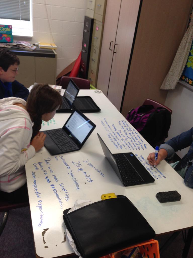 MrsSchalkLHS's tweet photo. Maker spaces-Transform ur classroom- old tables+ shower board+liquid nail = cheap new dry erase tables #LTeLearn http://t.co/jEa3M2UJO7