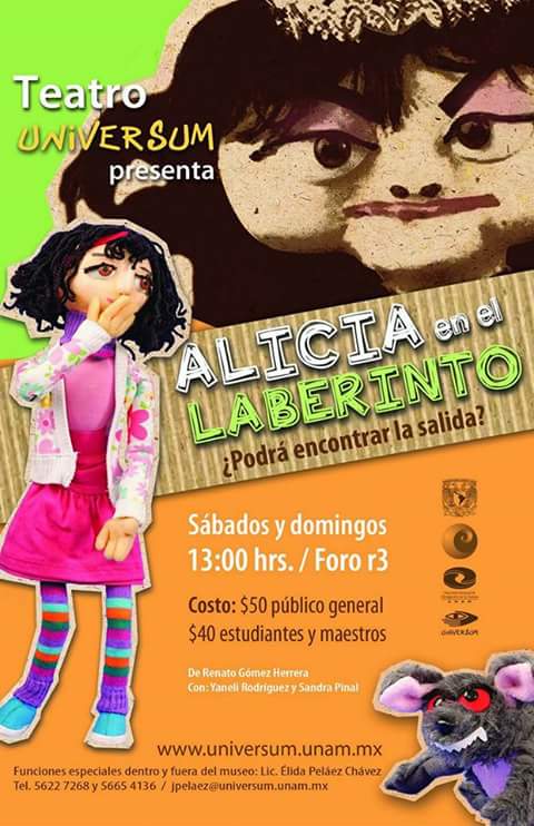 <a href="/En_BenitoJ/">Benito Juárez</a> Alicia en el laberinto+Museo=Paquete Combo en <a href="/UniversumMuseo/">Universum Museo</a>