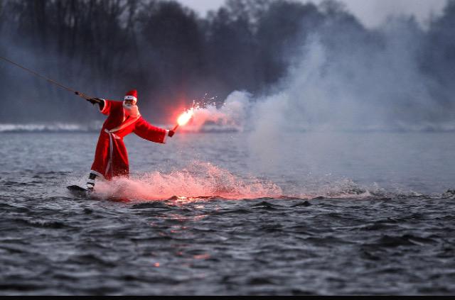 Santa Claus at Easter Bunny away