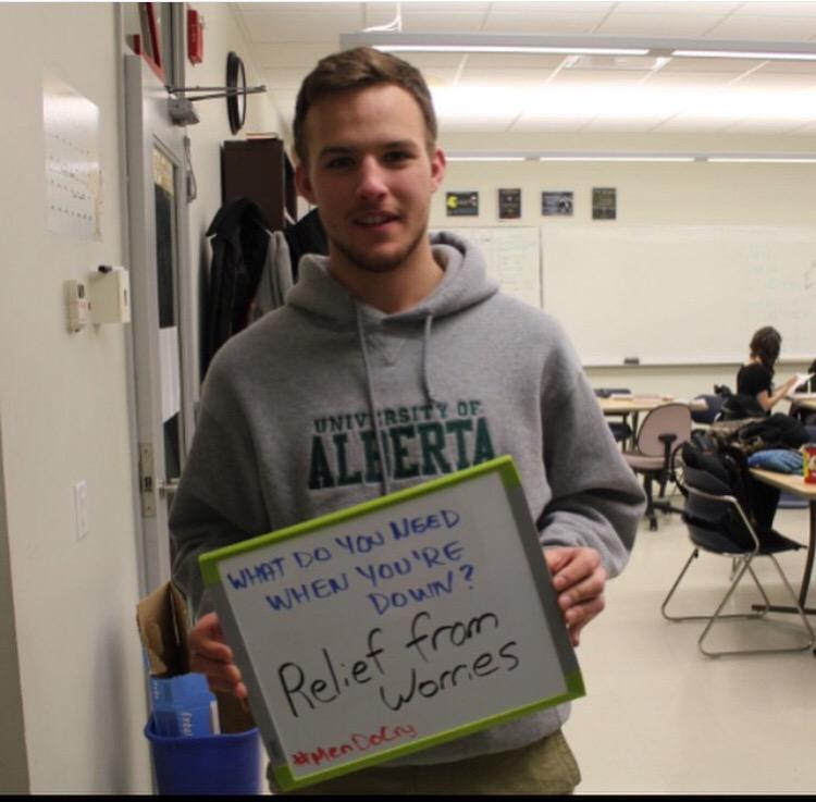 menDO_cry's tweet photo. Walked around U of A campus to see what students think of #MensMHDay What do you need when you're down? #EndTheStigma http://t.co/0hwtgqpQH8
