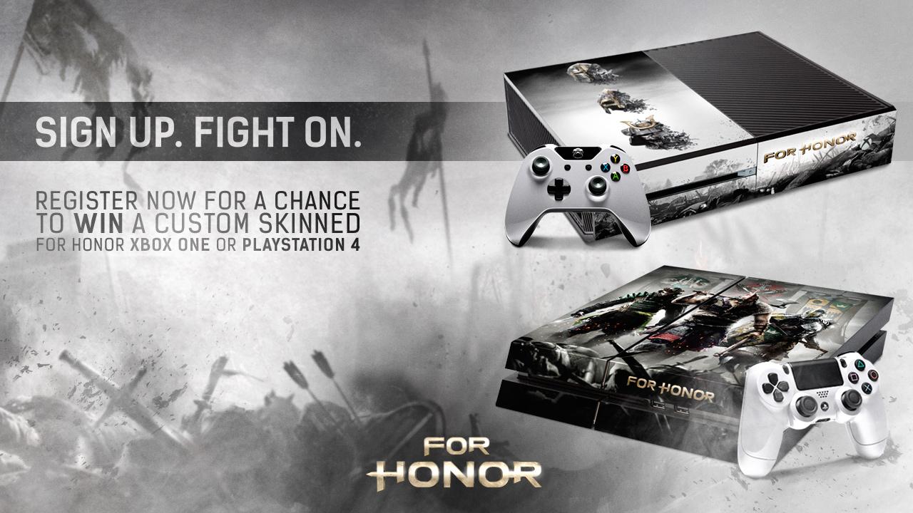 Emigrere I tide Rejsebureau For Honor on Twitter: "Sign up. Fight on. Register now for a chance to win  a custom skinned Xbox One or PS4 [US Only] http://t.co/fqP7xHdgW9  http://t.co/oJIiziRN05" / Twitter