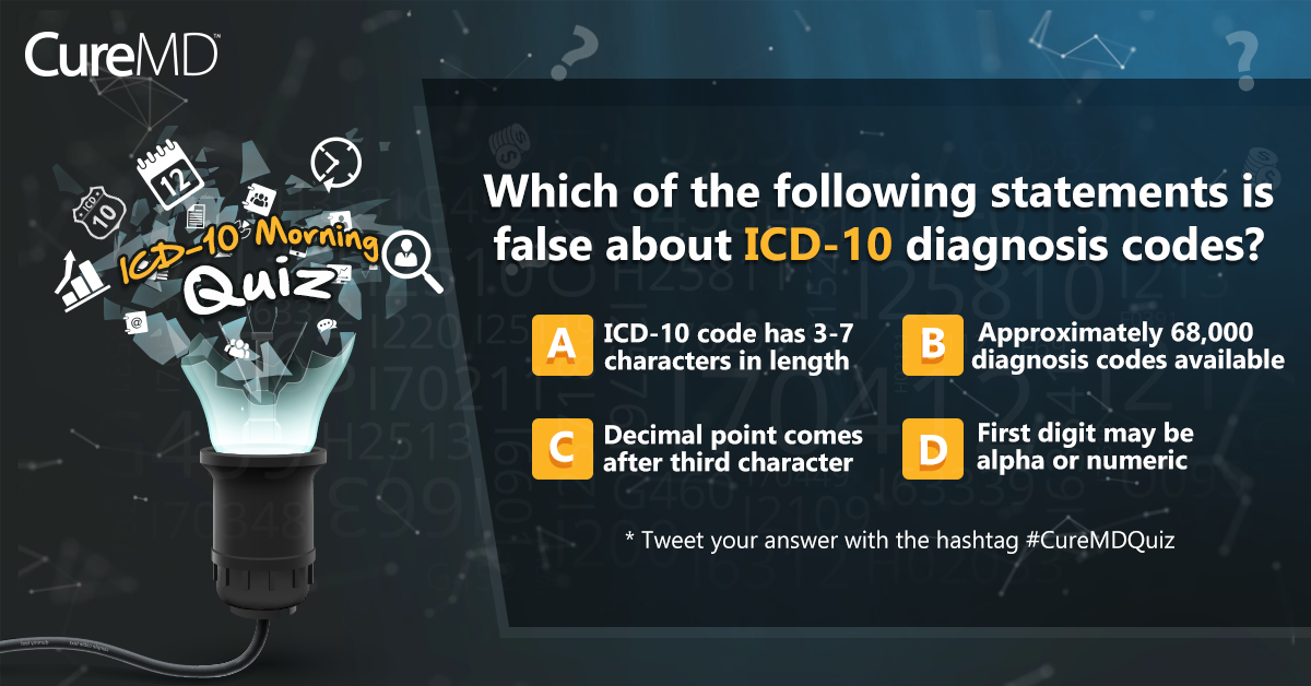 smith_amanda1's tweet photo. #Physicians, are you #ICD10 smart? Here's a #CureMDQuiz to test your ICD10 readiness.
#hitsm #hcsm #icd10matters #ehr http://t.co/ArGpBMGmlU