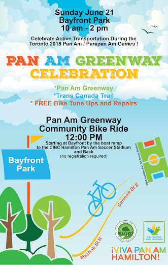 Come ride with <a href="/ontrails/">Ontario Trails</a> along Cannon to celebrate the PanAm Greenway this Sunday! facebook.com/pages/Hamilton…