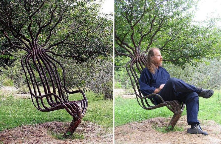 Living garden chair, by Artist Peter Cook facebook.com/YoungPaperboyz…