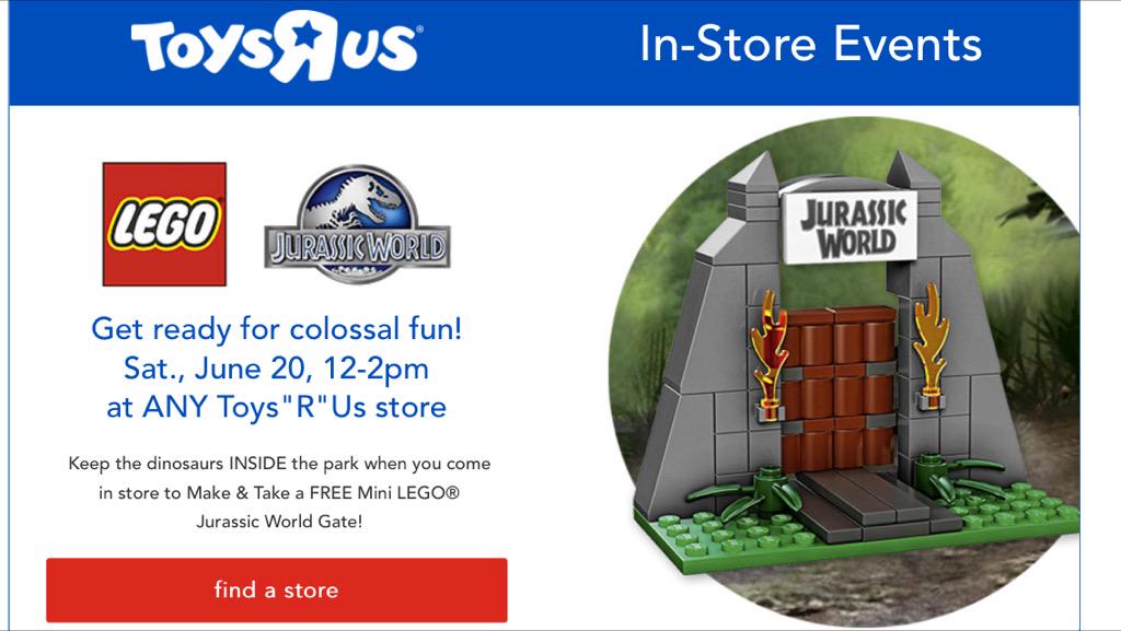 MrMagicFamily's tweet photo. Awesome #Lego event at @ToysRUs this Saturday featuring #JurassicWorld http://t.co/c1YqTFWLyC