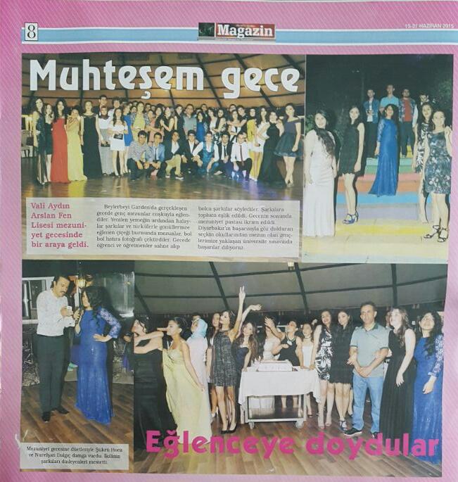 Geçtiğimiz günlerde yapılan 12.sınıf öğrencilerimizin mezuniyet gecesi basında yer aldı