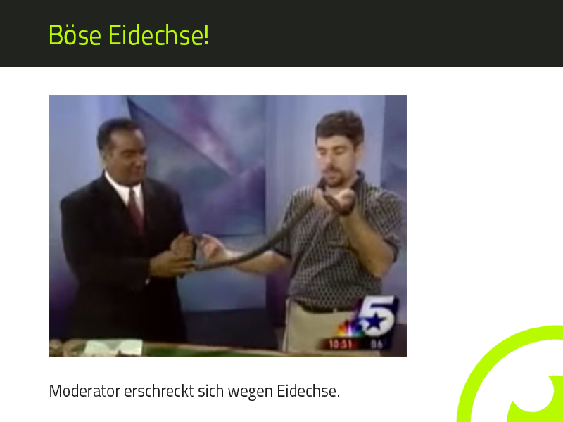 SPOTGUNapp's tweet photo. Moderator Vs. Eidechse! Hier geht's zum TV-Ausraster: http://t.co/PW5ZSOAjxq #ausraster #fail #moderator #echse http://t.co/6OqE7JDUA8