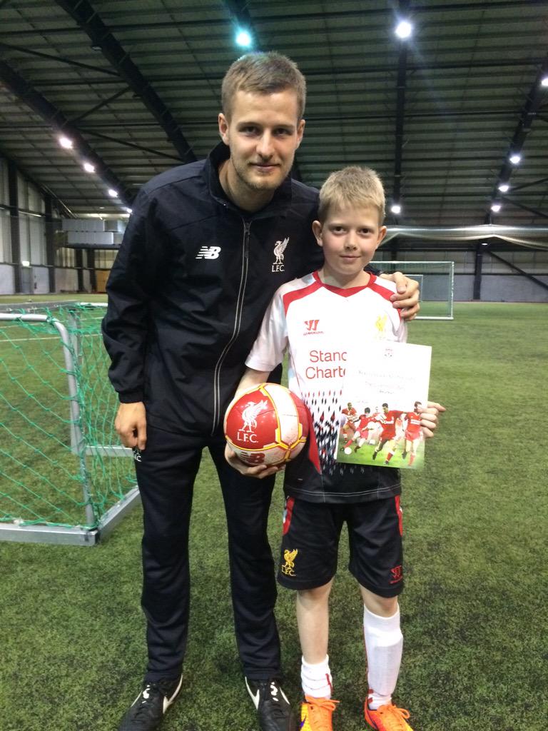 Bjarni Veigar with his coach..  the last day of The Liverpool school <a href="/LFCSoccerSchool/">LFC International Academy</a>