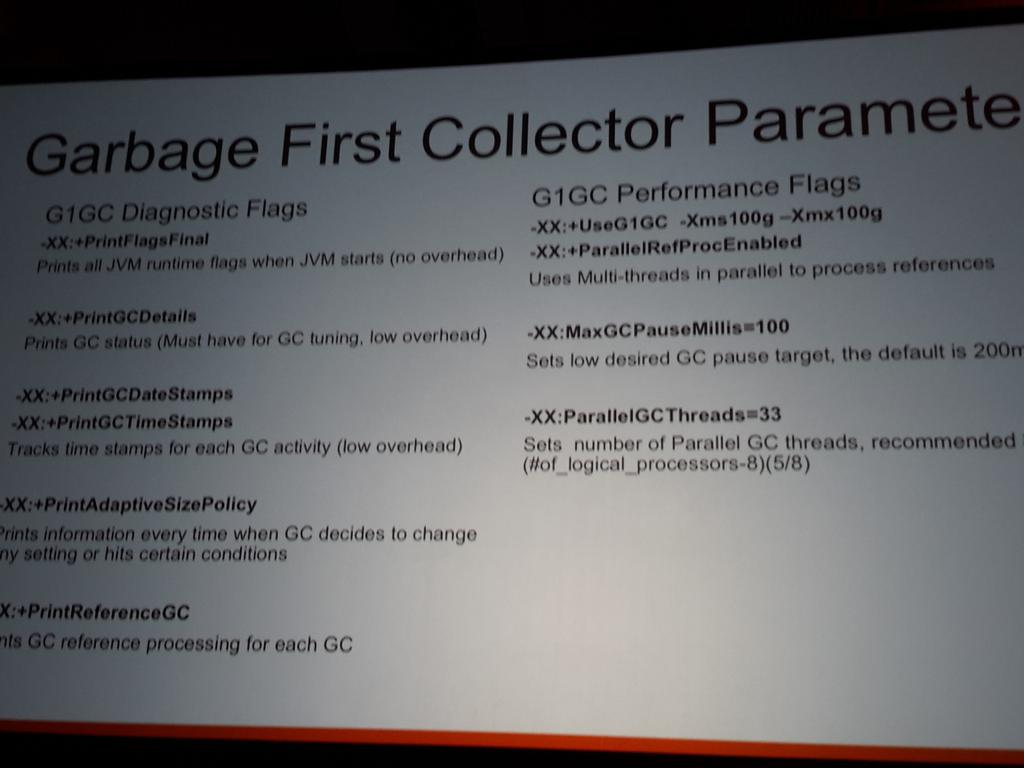 sawjd22's tweet image. #sparksummit 2015 #javagc parameters for G1 collector
