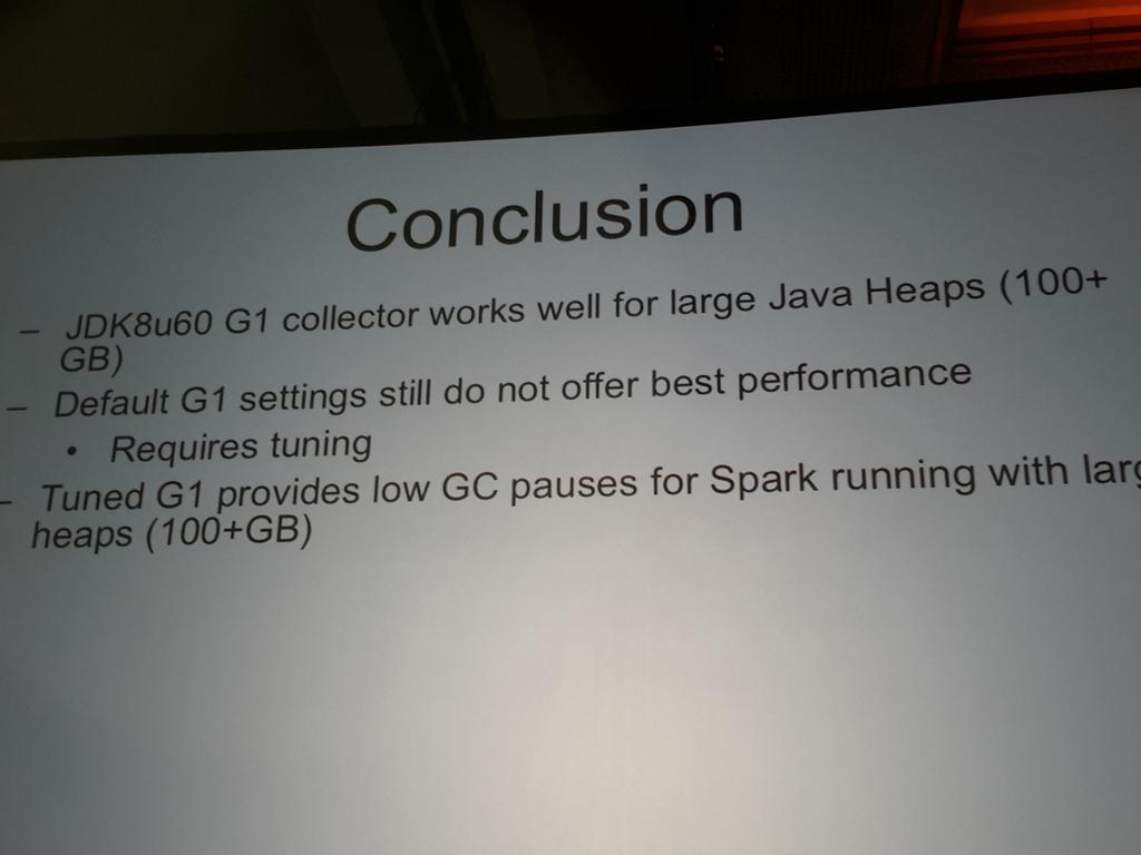 sawjd22's tweet image. #sparksummit 2015 #javagc G1 GC after tuning no more full GC but more of mixed GC