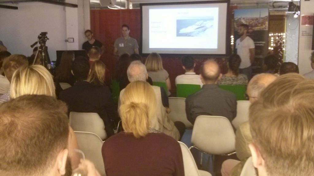 ConcertoGroup's tweet photo. The winning #eventtechhack pitch finds a new audience at #cocktailhack tonight @EventTechLab http://t.co/oBQ8ZgM5F4