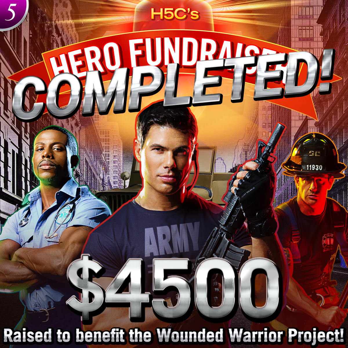 High5Casino's tweet photo. We raised $4.5K to benefit the Wounded Warrior Project @WWP. Thanks to our great #H5C fans! RT to show your support! http://t.co/STHoDhyfTq
