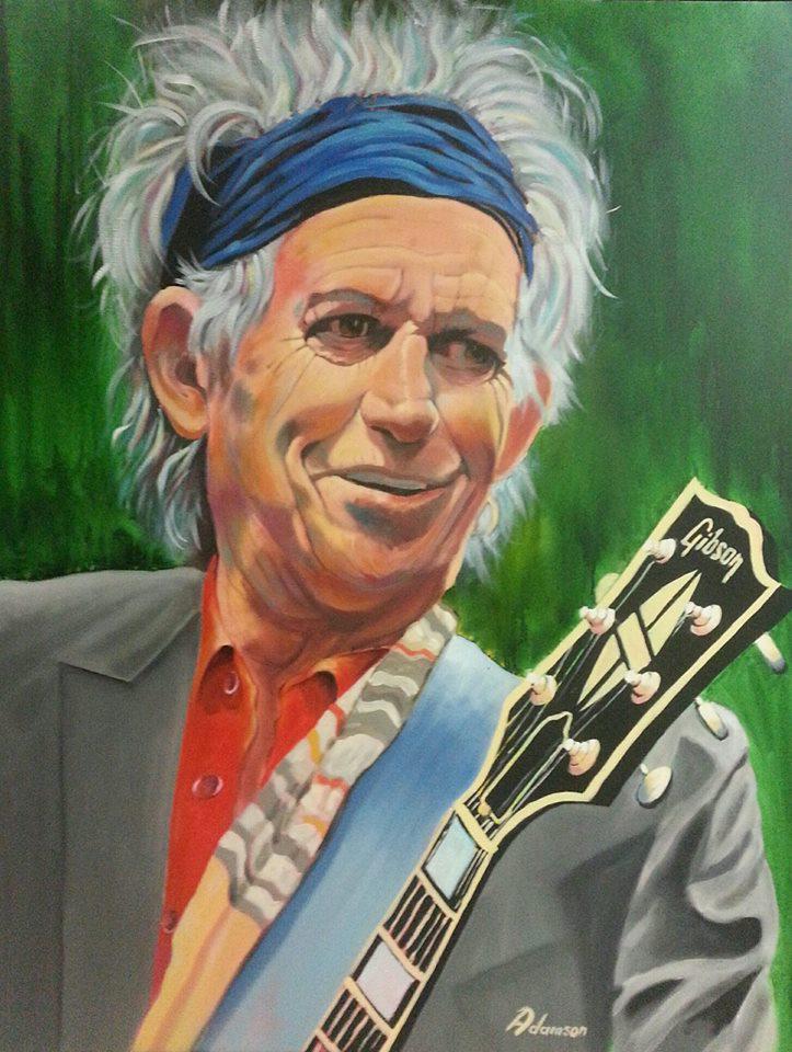 GregoryAdamson's tweet image. #KeithRichards (4x5ft acrylic on canvas) still fine tuning this piece, generally happy with this new #portrait #art