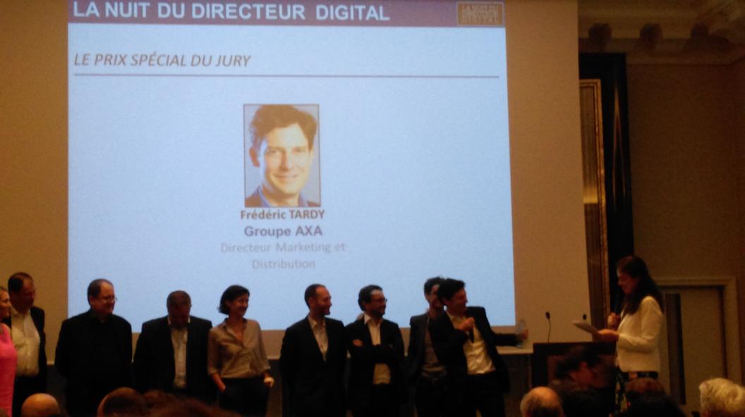 HeleneCkt's tweet photo. "J'ai la chance d'avoir un boss qui comprend Internet !", F. Tardy dir market d'Axa, prix spécial du jury #nuitCDO http://t.co/Gmkb1UPryz