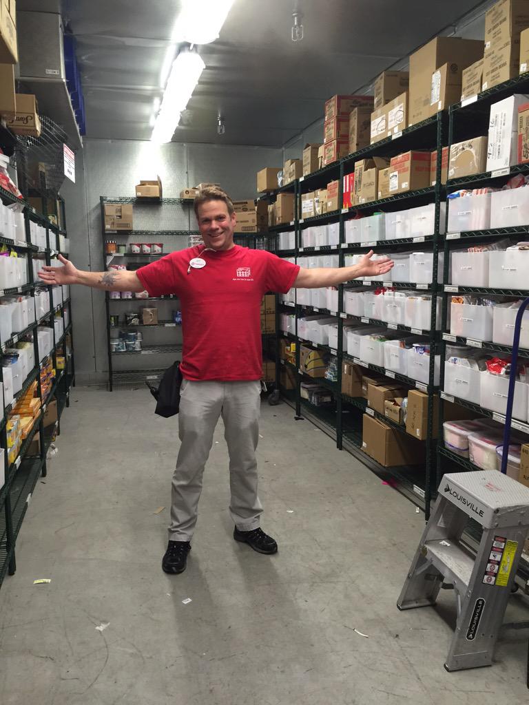 Jeff just busted out the freezer back stock and it looks amazing! He's smiling and happy!! #happyteam #happyguests