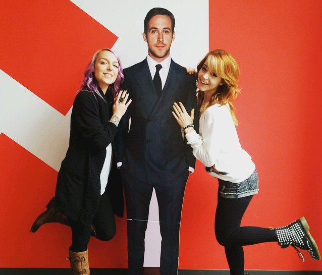 LindseyStirling's tweet photo. We met a cardboard version of Ryan Gosling. He's just as charming in person. 📷 @adinaf25 http://t.co/MNR5hABOTY