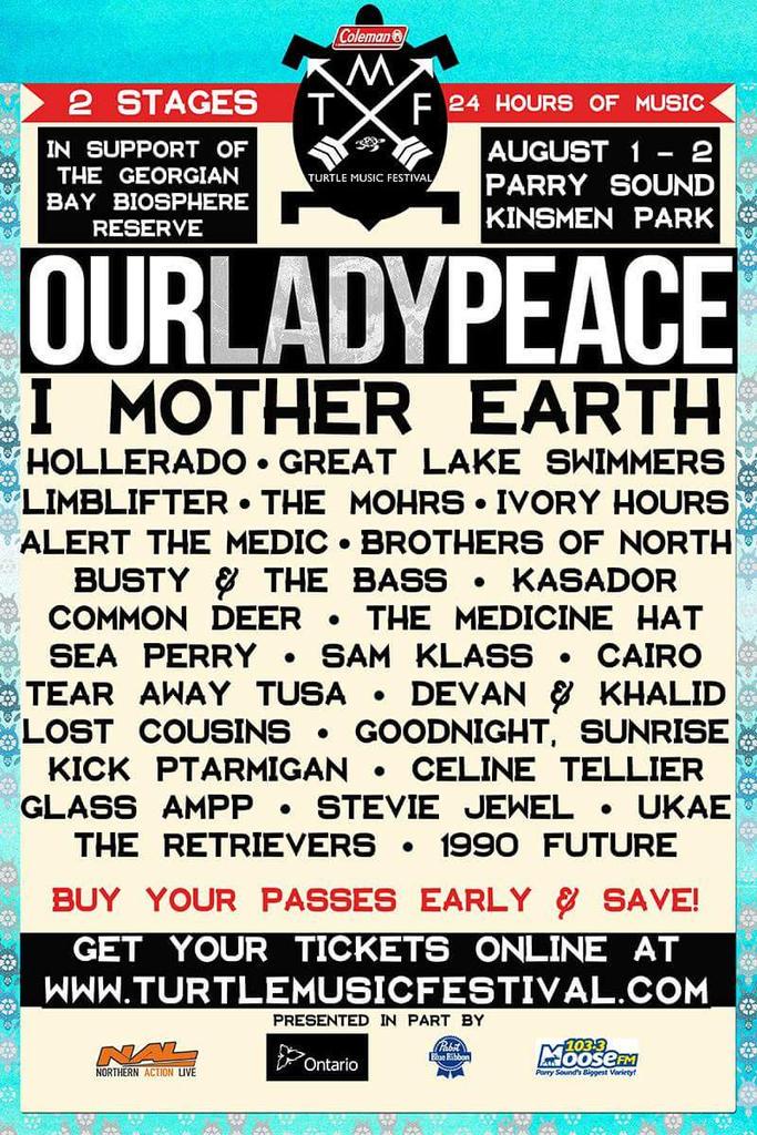 SoundCheckBlg's tweet image. What are your plans August 1st &amp;amp; 2nd? The folks @TurtleMusicFest have assembled a killer lineup with @OurLadyPeace ++