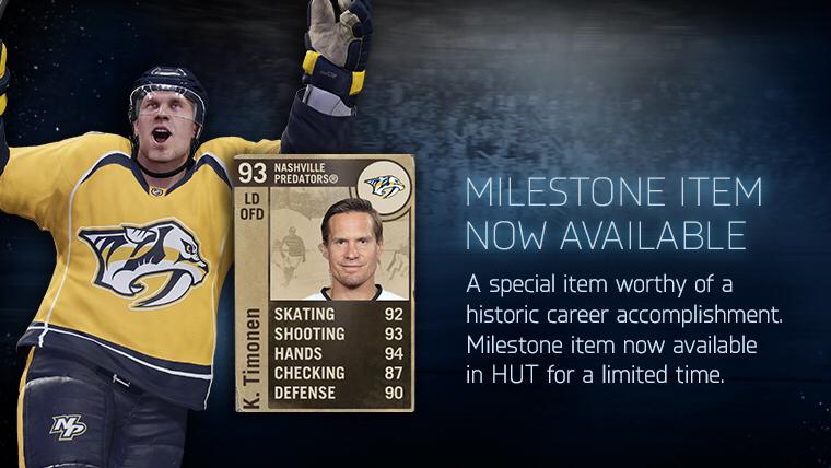 EASPORTSNHL's tweet photo. A perfect ending.
Find this Kimmo Timonen milestone item in #HUT. http://t.co/Vwl5eHONHX