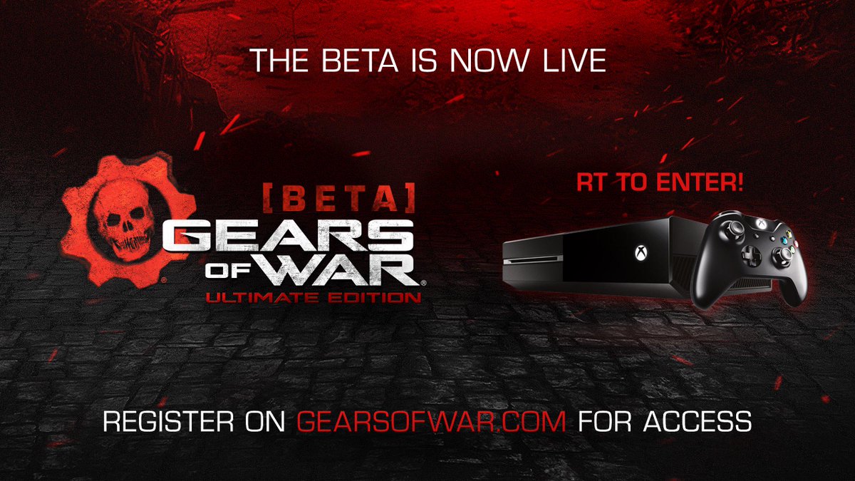GearsofWar's tweet photo. Register for the Gears of War: Ultimate Edition BETA on http://t.co/xWmIQezRD9 &amp; RT for a chance to win an XBOX ONE! http://t.co/Uj4Tba6QR7