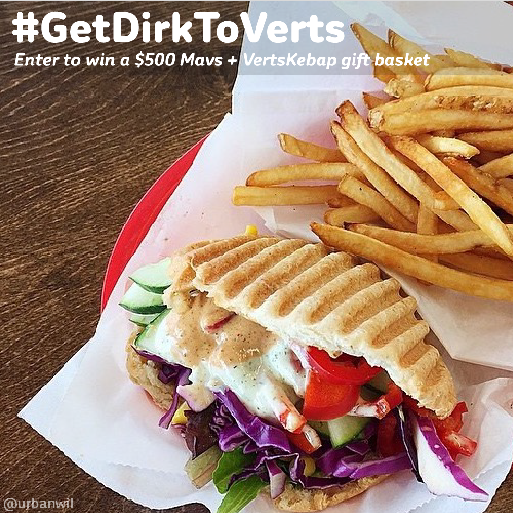 NightlifeDAL's tweet photo. RT #GetDirkToVerts @Swish41 &amp; enter to win a $500 Mavs + @VertsKebap gift basket! Details: http://t.co/ZFzUEARneN http://t.co/IqfYhrxzZO