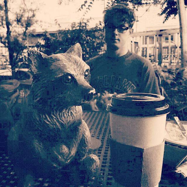 NineSeven40's tweet image. Meet Rocco, he's a raccoon made of plaster. #legend  You'll get to know him throughout all our films #pineapple