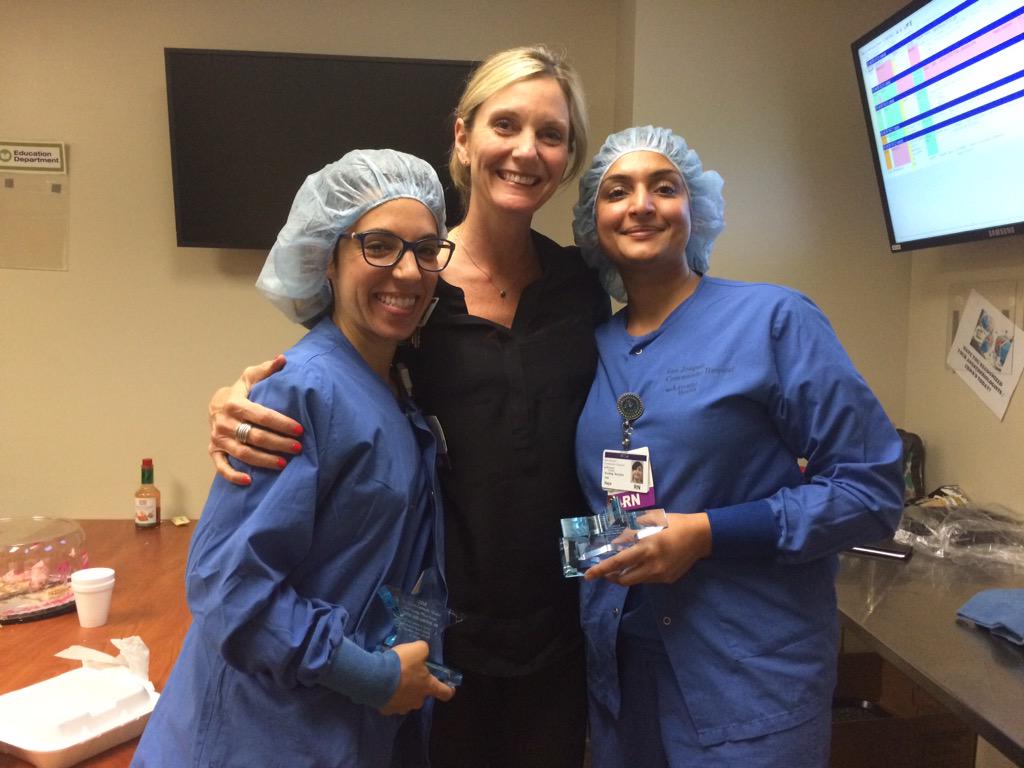 SJCH_CNO's tweet photo. @SJCHBakersfield nurses Kristie &amp; Ravji win this year's CNO Award. They ran in when others ran out! http://t.co/JkXDDy082K