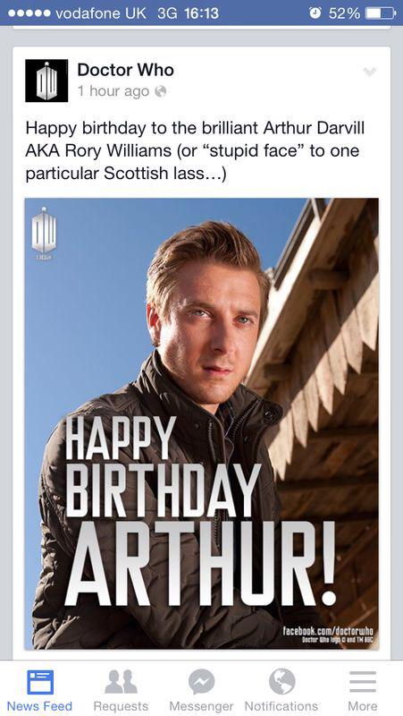 A big Happy Birthday to Dr Who & Broadchurch Top Banana Mr Arthur Darvill. Have a lush day pal x 