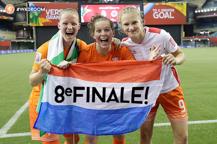oranjevrouwen's tweet image. Definitief naar de achtste finale! Nog even afwachten waar en tegen wie we moeten spelen, maar de #WKdroom gaat door!