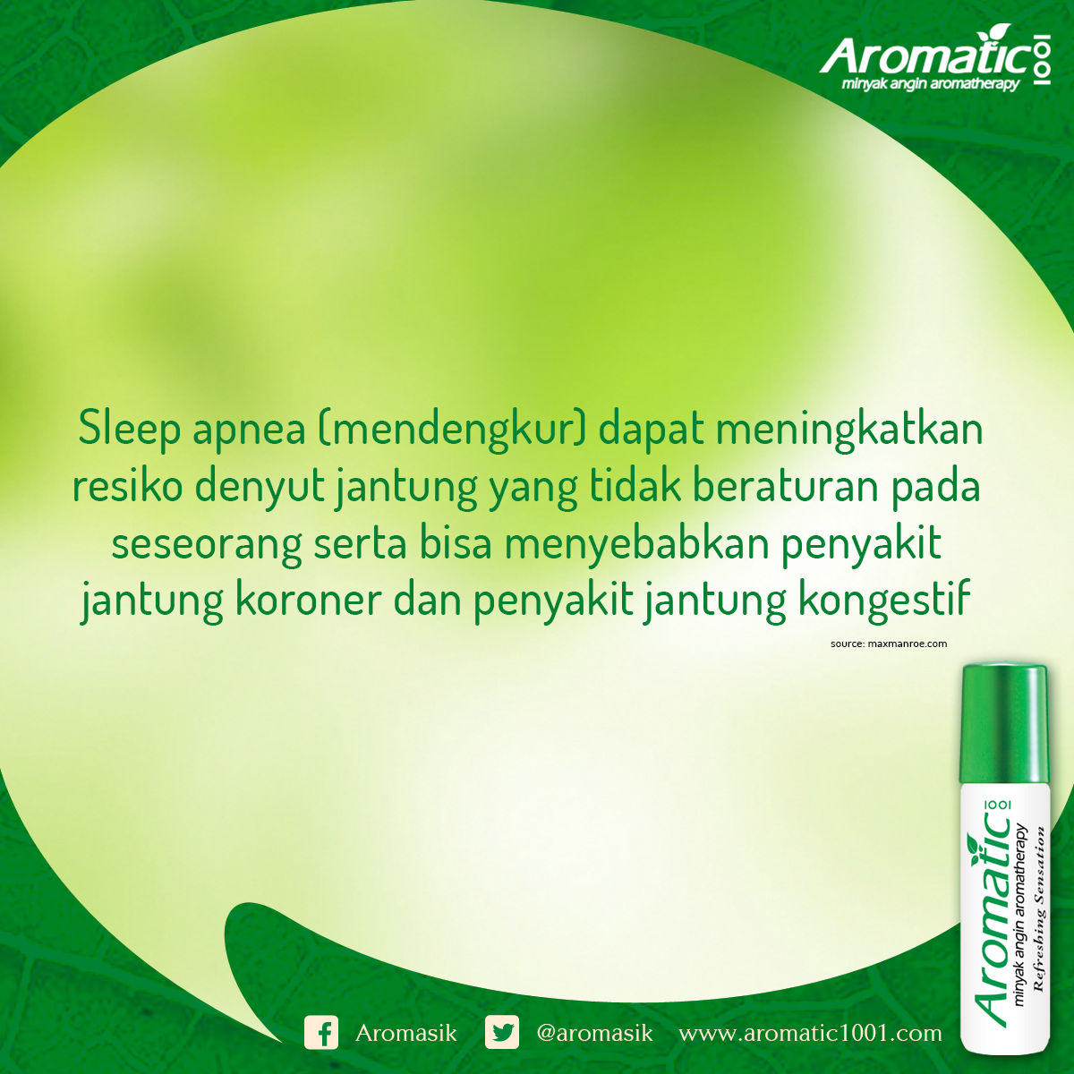 aromatic_1001's tweet photo. Mendengkur secara terus-menerus? Jangan dianggap sepele! #Sehat1001 http://t.co/XJx4Nzffc0