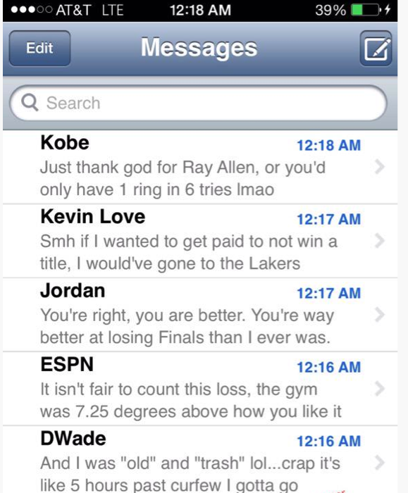 MeninistTweet's tweet photo. LeBron's phone right now http://t.co/Vka7x8EzEP