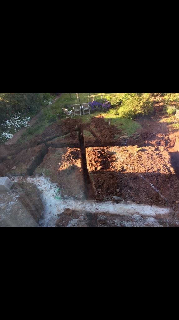 harrisbricklay1's tweet photo. Our next project is full steam ahead! Footings poured, one to go and the drains and up we go! #bricksquad #extension http://t.co/uW8T4BmySE