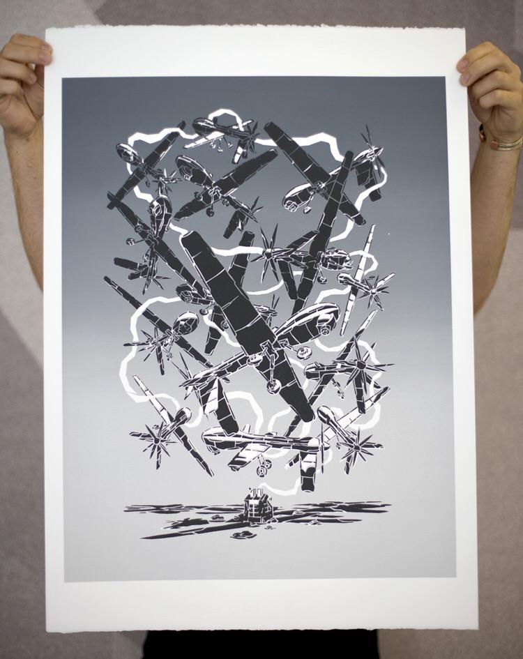 EditionFifty's tweet photo. Upcoming screen print 'Drones' by stencil artist M-City, available 3PM Thurs 25th June http://t.co/fhoUubHNez http://t.co/YkyYNgBiDr